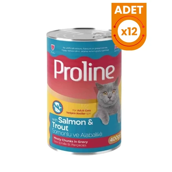 Proline Sos İçinde Et Parçacıklı Somonlu ve Alabalıklı Yetişkin Konserve Kedi Maması