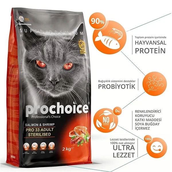Pro Choice Pro 33 Sterilised Somonlu Kısırlaştırılmış Kedi Maması 15KG