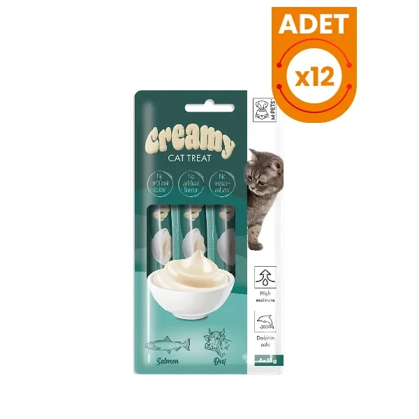 M-Pets Creamy Somonlu ve Biftekli Sıvı Kedi Ödülü